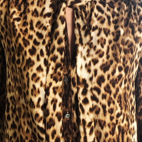 J. Crew Summer Chic Leopard Tie Blouse Top - Picture 3 of 4